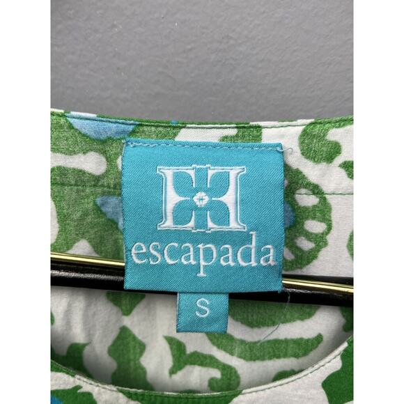 Escapada Womens small Print Green Blue Tunic Top coastal - Picture 2 of 5